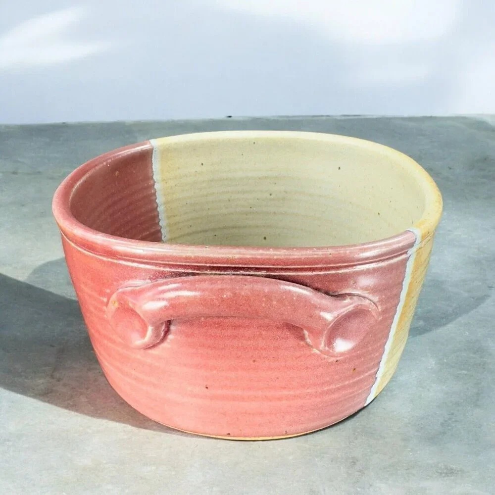Hand Made Studio Art Pottery Bowl Dish With Handles Signed B‎ Creek Planter Pot